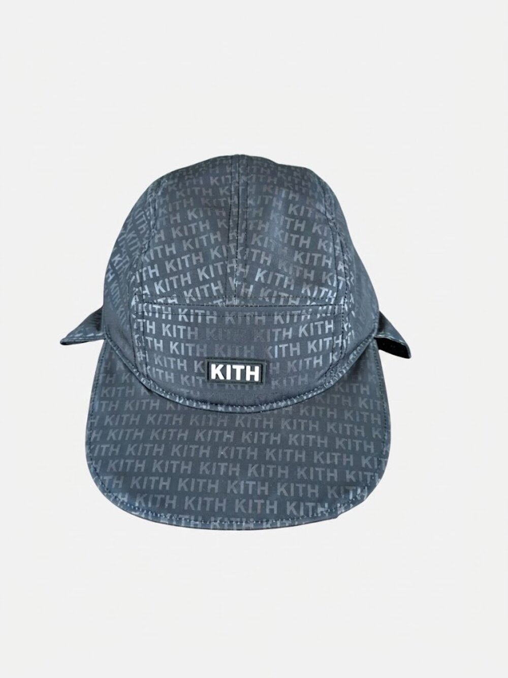 Kith & Kin Nylon Camp Cap 5 Panel Strapback Hat Charcoal Black Box Logo OS